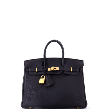 Hermes Birkin Handbag Black Togo with Gold Hardware 25