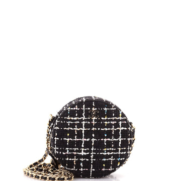 Chanel Charm Round Clutch with Chain Quilted Tweed