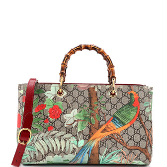 Gucci Bamboo Shopper Tote Tian Print GG Coated Canvas Medium