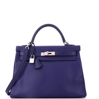 Hermes Kelly Handbag Verso Evercolor with Palladium Hardware 32