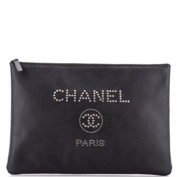 Chanel Deauville Pouch Studded Caviar Large