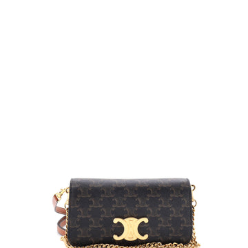 Celine Triomphe Chain Shoulder Bag Triomphe Coated Canvas Small