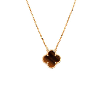 Van Cleef & Arpels Vintage Alhambra Pendant Necklace 18K Yellow Gold and Tiger Eye