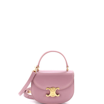 Celine Triomphe Besace Clea Top Handle Flap Bag Leather Mini