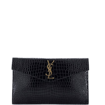 Saint Laurent Uptown Pouch Crocodile Embossed Leather Baby
