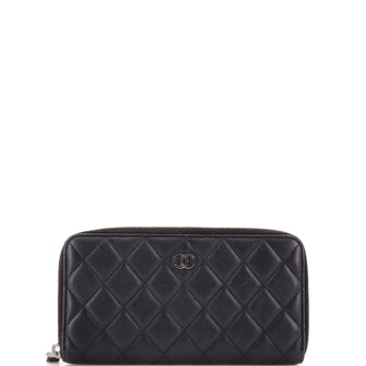 Chanel Zip Around Wallet Quilted Lambskin Long