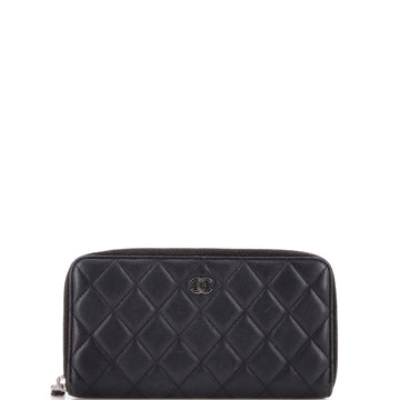 Chanel Zip Around Wallet Quilted Lambskin Long