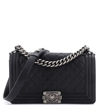 Chanel Boy Flap Bag Quilted Caviar Old Medium