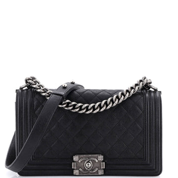 Chanel Boy Flap Bag Quilted Caviar Old Medium