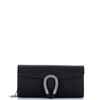 Gucci Dionysus Chain Clutch Ribbed Satin with Crystals Long