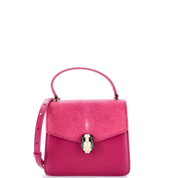 Bvlgari Serpenti Forever Top Handle Bag Leather and Stingray Small