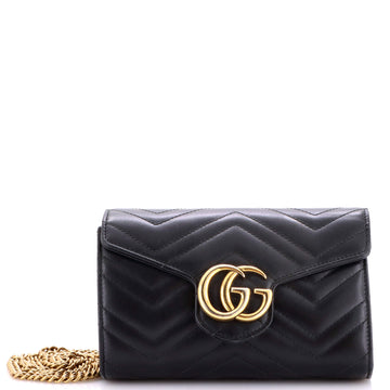 Gucci GG Marmont Chain Wallet Matelasse Leather Mini