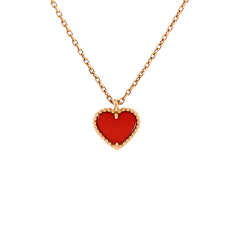 Van Cleef & Arpels Sweet Alhambra Heart Pendant Necklace 18K Rose Gold and Carnelian