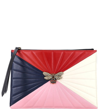 Gucci Queen Margaret Bee Zip Pouch Colorblock Leather