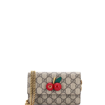 Gucci Cherries Wallet on Chain GG Coated Canvas Mini