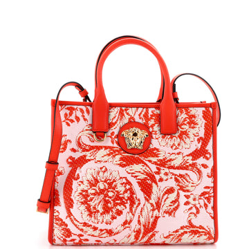 Versace La Medusa Tote Embroidered Raffia with Leather Small