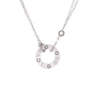 Cartier 2 Diamonds Love Pendant Necklace 18K White Gold with Diamonds