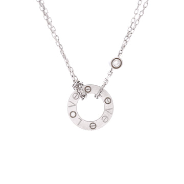Cartier 2 Diamonds Love Pendant Necklace 18K White Gold with Diamonds