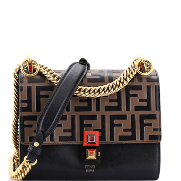Fendi Kan I Bag Zucca Embossed Leather Small
