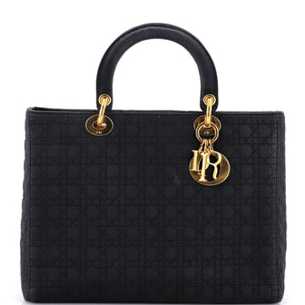 Christian Dior Vintage Lady Dior Bag Cannage Quilt Nylon Large