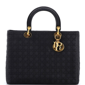 Christian Dior Vintage Lady Dior Bag Cannage Quilt Nylon Large