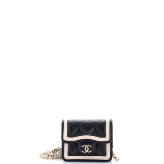 Chanel Strip On CC Flap Clutch with Chain Quilted Lambskin