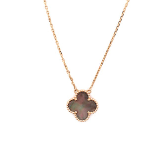 Van Cleef & Arpels Vintage Alhambra Pendant Necklace 18K Rose Gold and Grey Mother of Pearl
