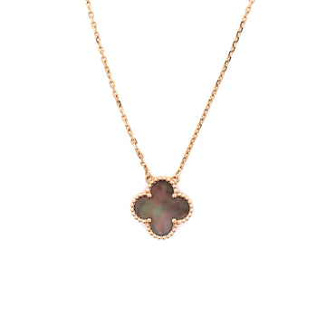 Van Cleef & Arpels Vintage Alhambra Pendant Necklace 18K Rose Gold and Grey Mother of Pearl