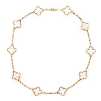 Van Cleef & Arpels Vintage Alhambra 10 Motifs Necklace 18K Yellow Gold and Mother of Pearl
