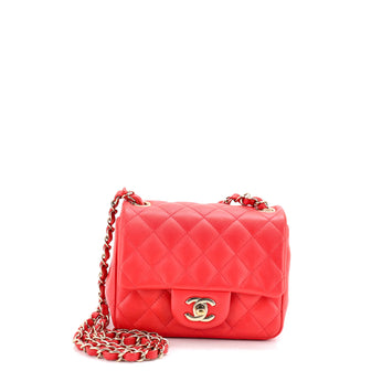Chanel Square Classic Single Flap Bag Quilted Lambskin Mini