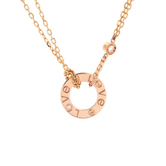 Cartier 2 Diamonds Love Pendant Necklace 18K Rose Gold and Diamonds