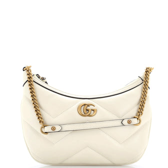 Gucci GG Marmont Chain Moon Hobo Matelasse Leather Small