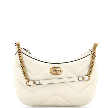 Gucci GG Marmont Chain Moon Hobo Matelasse Leather Small