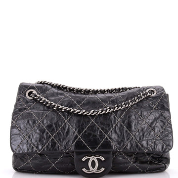 Chanel Double Stitch Flap Bag Quilted Glazed Calfskin Large