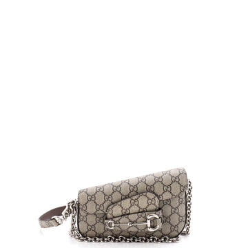 Gucci Horsebit 1955 Asymmetric Shoulder Bag GG Coated Canvas Mini