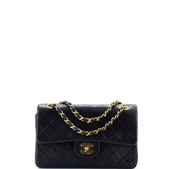 Chanel Vintage Classic Double Flap Bag Quilted Lambskin Small
