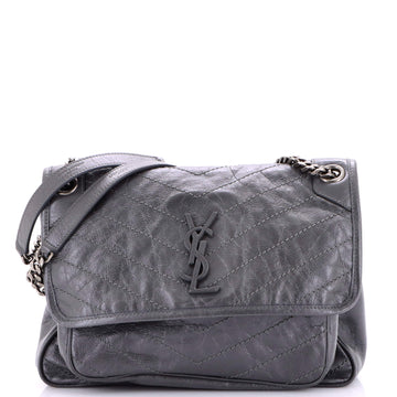 Saint Laurent Niki Chain Flap Bag Matelasse Chevron Leather Medium