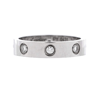 Cartier Love Wedding Band 8 Diamonds Ring 18K White Gold with Diamonds