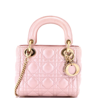 Christian Dior Lady Dior Chain Bag Cannage Quilt Iridescent Leather Mini