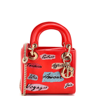 Christian Dior Lady Dior Chain Bag Beaded Leather Mini