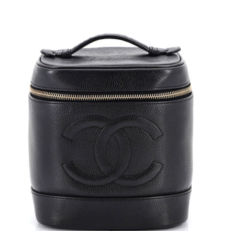 Chanel Vintage Timeless Cosmetic Case Caviar Tall