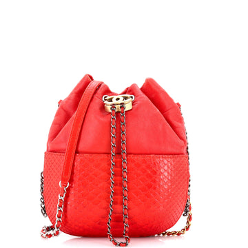 Chanel Gabrielle Drawstring Bag Calfskin and Python Small