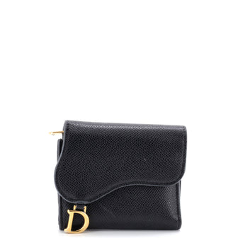 Christian Dior Saddle Lotus Wallet Leather Mini