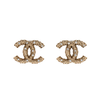 Chanel CC Stud Earrings Metal with Crystals