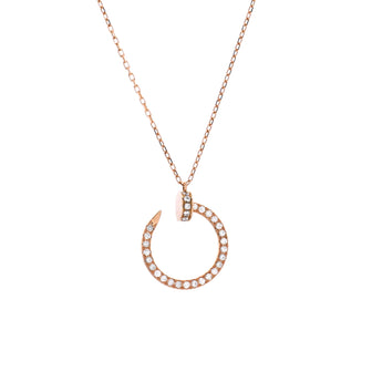 Cartier Juste un Clou Pendant Necklace 18K Rose Gold and Pave Diamonds
