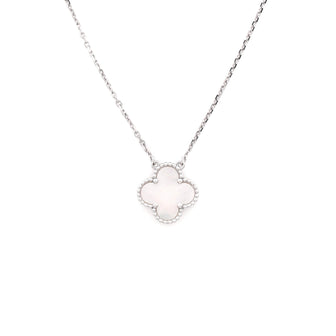 Van Cleef & Arpels Vintage Alhambra Pendant Necklace 18K White Gold and Mother of Pearl