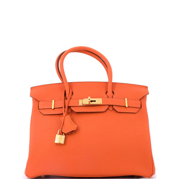 Hermes Birkin Handbag Orange Togo with Gold Hardware 30