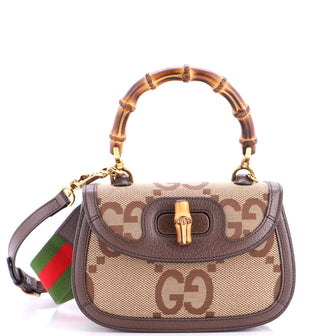 Gucci Bamboo 1947 Top Handle Bag Jumbo GG Canvas Small
