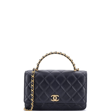 Chanel Pick Me Up Logo Handle Wallet on Chain Quilted Lambskin