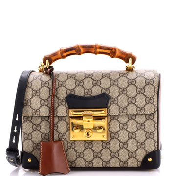 Gucci Padlock Bamboo Shoulder Bag GG Coated Canvas Small